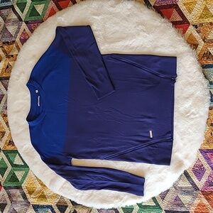 Adidas Blue Color Block Zipper Accent Casual Lightweight Knit Crewneck Sweater M